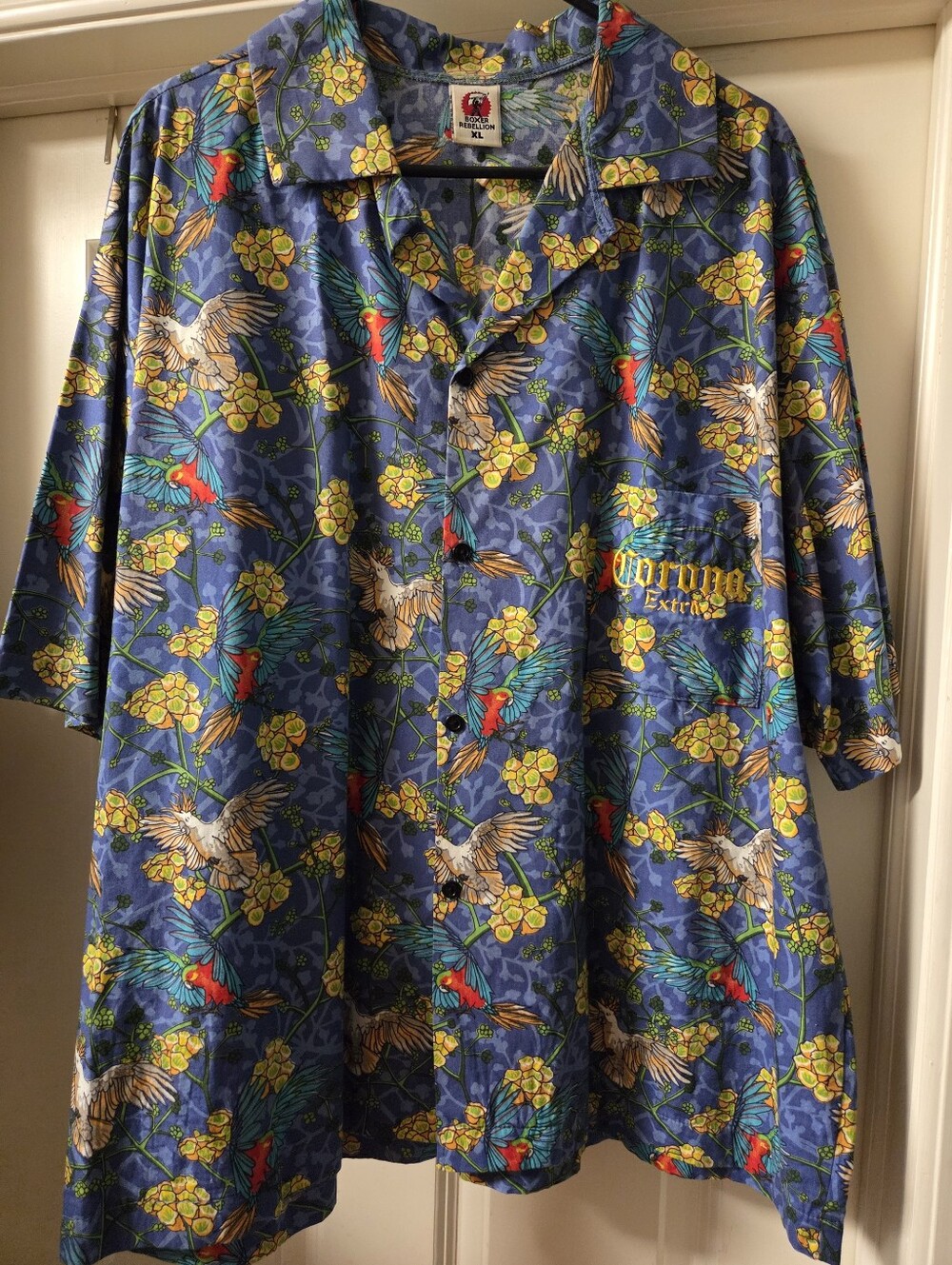 Authentic Corona Tropical Button-down Men's Tropical Print S/Shirt, Rare+NWOT